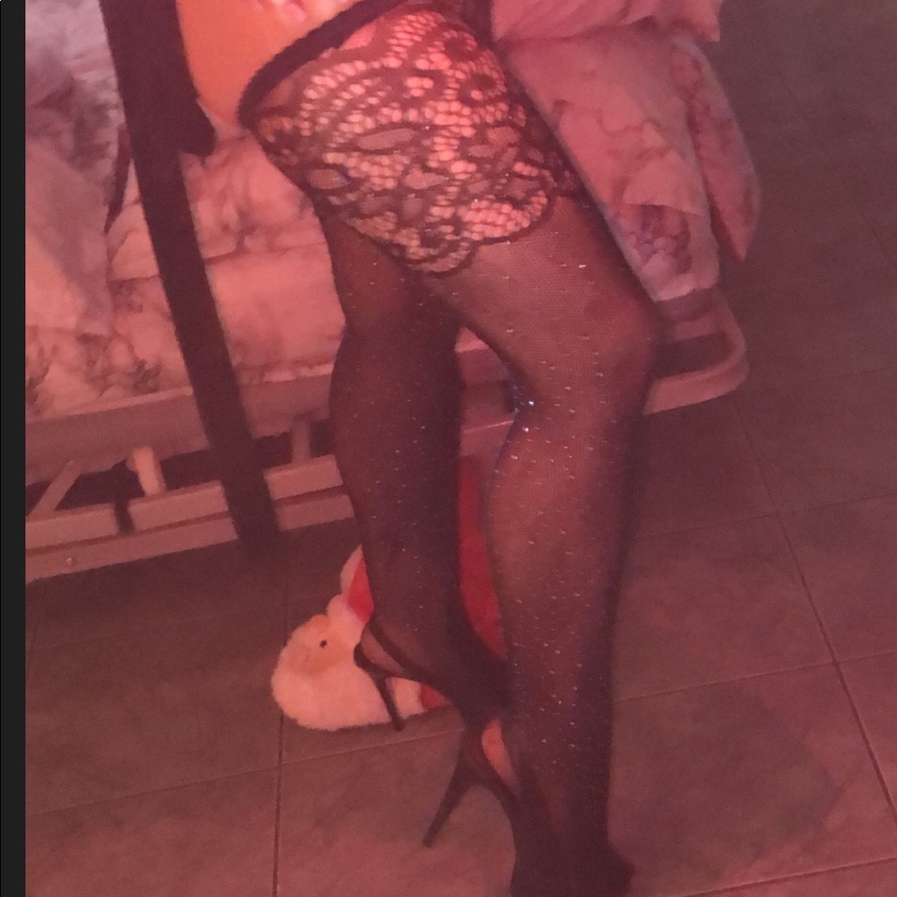 Sparkle lace rhinestone sexy stretch thigh highs!